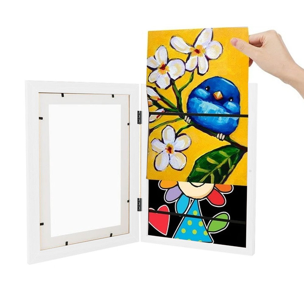 Magnetic Kids Art Frames Children Art Projects Wooden Picture Artwork Display Frame White
