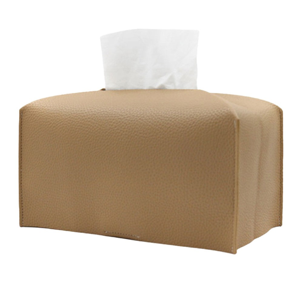 Rectangular PU Leather Tissue Box Tissue Dispenser Napkin Storage Boxes Brown
