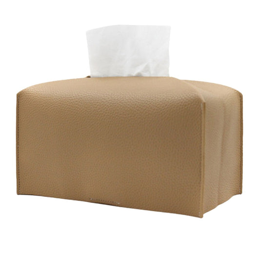 Rectangular PU Leather Tissue Box Tissue Dispenser Napkin Storage Boxes Brown