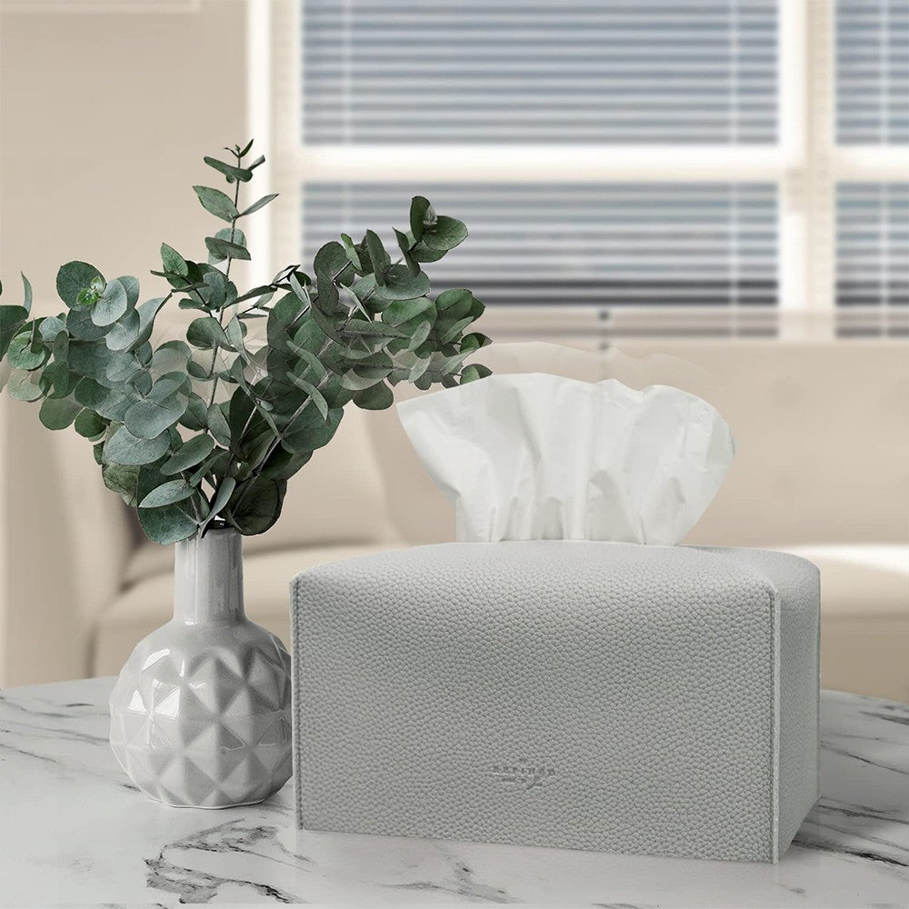 Rectangular PU Leather Tissue Box Tissue Dispenser Napkin Storage Boxes Grey