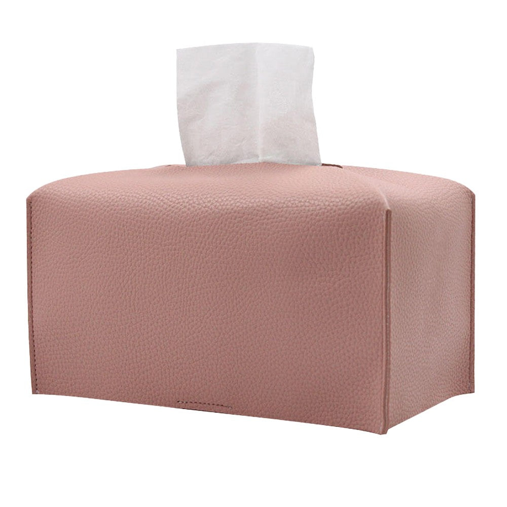 Rectangular PU Leather Tissue Box Tissue Dispenser Napkin Storage Boxes Pink