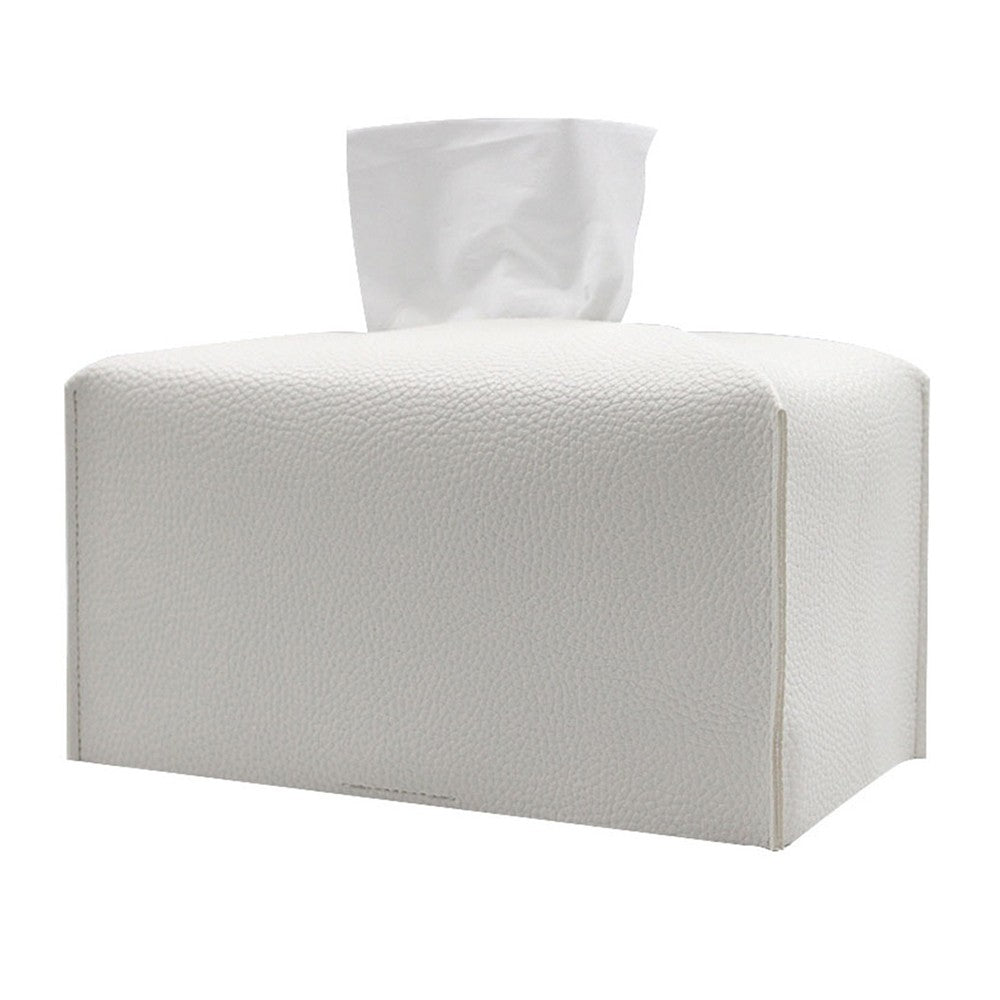 Rectangular PU Leather Tissue Box Tissue Dispenser Napkin Storage Boxes White