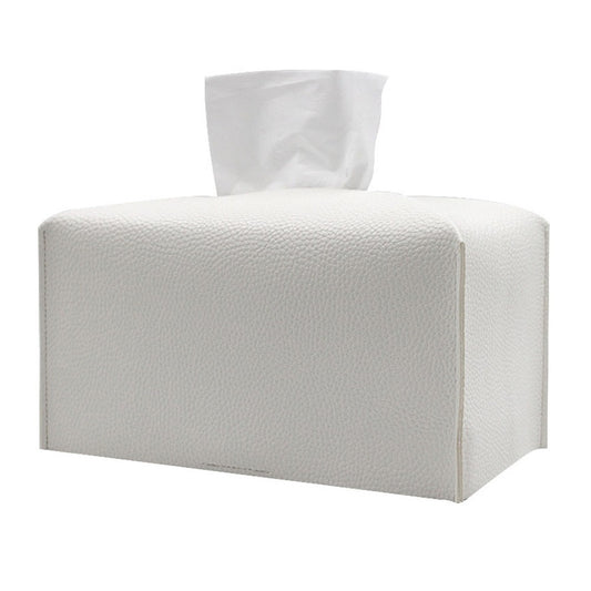 Rectangular PU Leather Tissue Box Tissue Dispenser Napkin Storage Boxes White