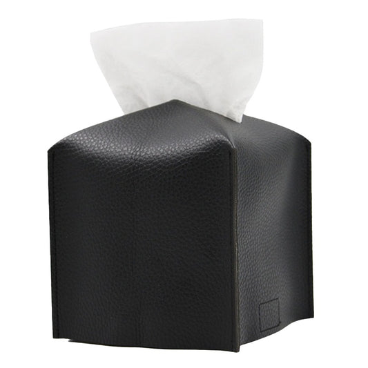 Square PU Leather Tissue Box Tissue Dispenser Napkin Storage Boxes Black