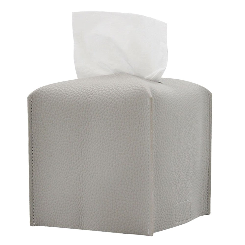 Square PU Leather Tissue Box Tissue Dispenser Napkin Storage Boxes Grey