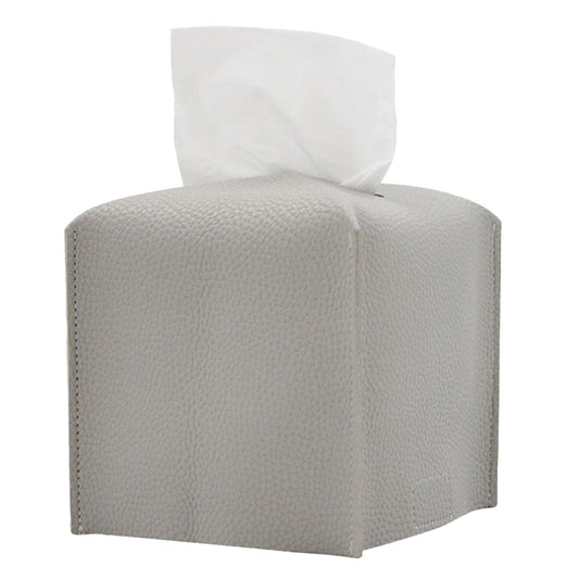 Square PU Leather Tissue Box Tissue Dispenser Napkin Storage Boxes Grey