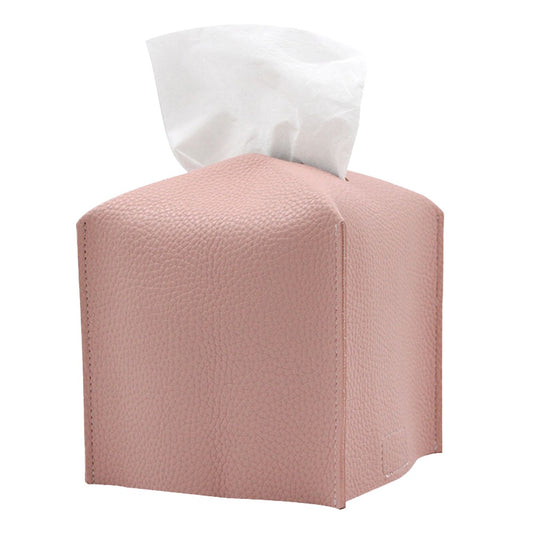 Square PU Leather Tissue Box Tissue Dispenser Napkin Storage Boxes Pink