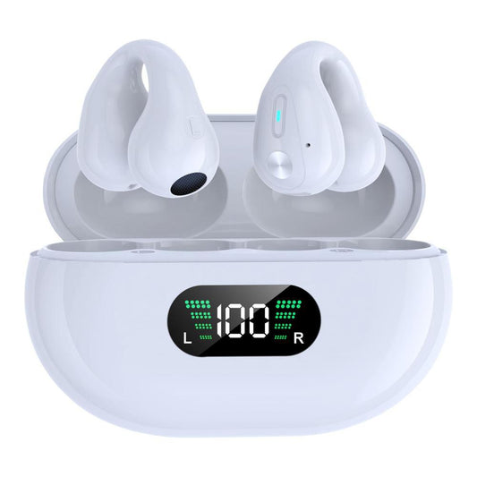 Bluetooth 5.3 Bone Conduction Headphones Ear Clip On Wireless Headphones Open Ear Headphones White