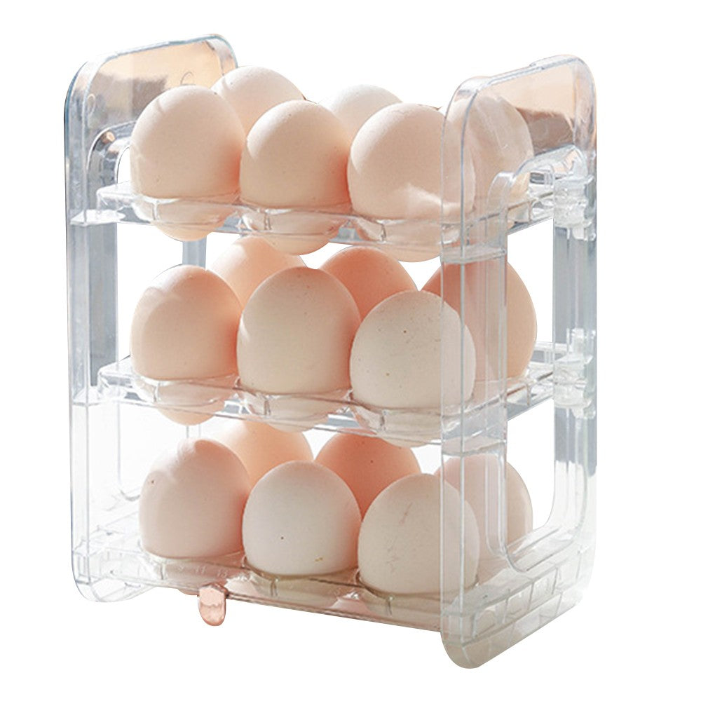 3-Layer 18 Grid Refrigerator Egg Holder Flip Egg Storage Container Rack Reusable Egg Organizer Clear