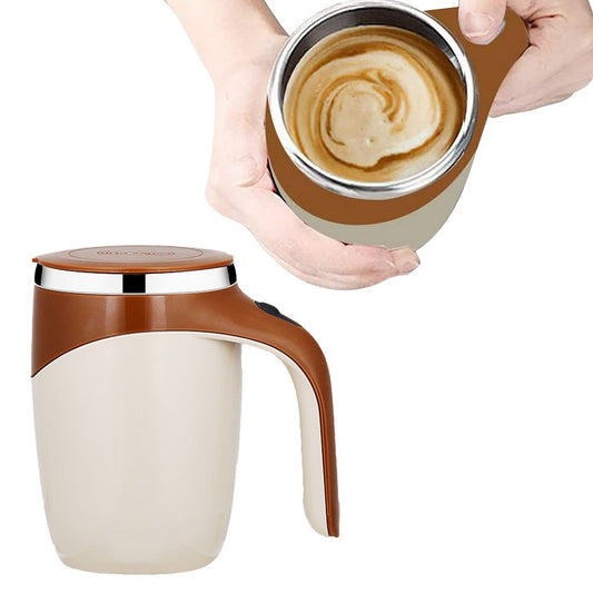 Electric Self Stirring Mug Automatic Magnetic Mixing Stirring Coffee Cup for Coffee Milk Hot Chocolate Brown