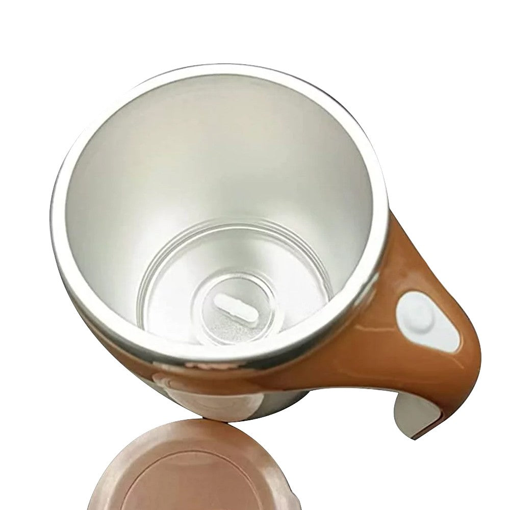 Electric Self Stirring Mug Automatic Magnetic Mixing Stirring Coffee Cup for Coffee Milk Hot Chocolate Brown