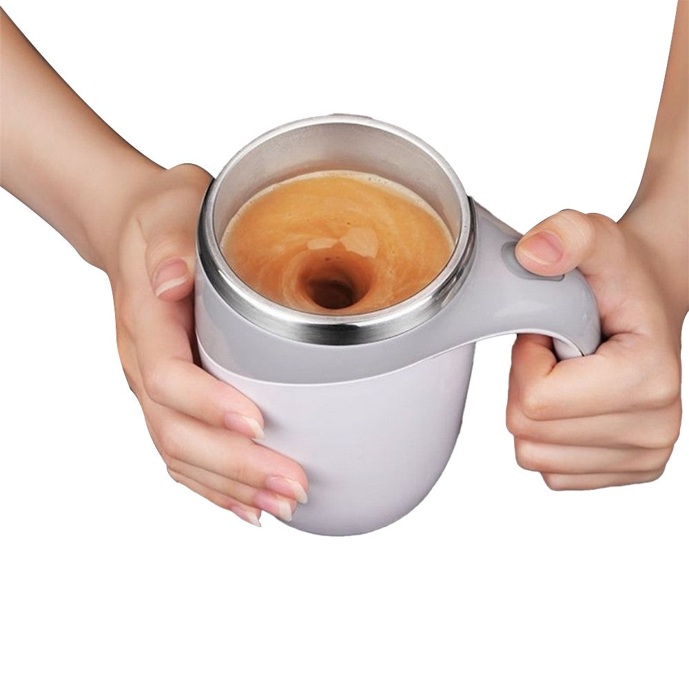Electric Self Stirring Mug Automatic Magnetic Mixing Stirring Coffee Cup for Coffee Milk Hot Chocolate Brown White