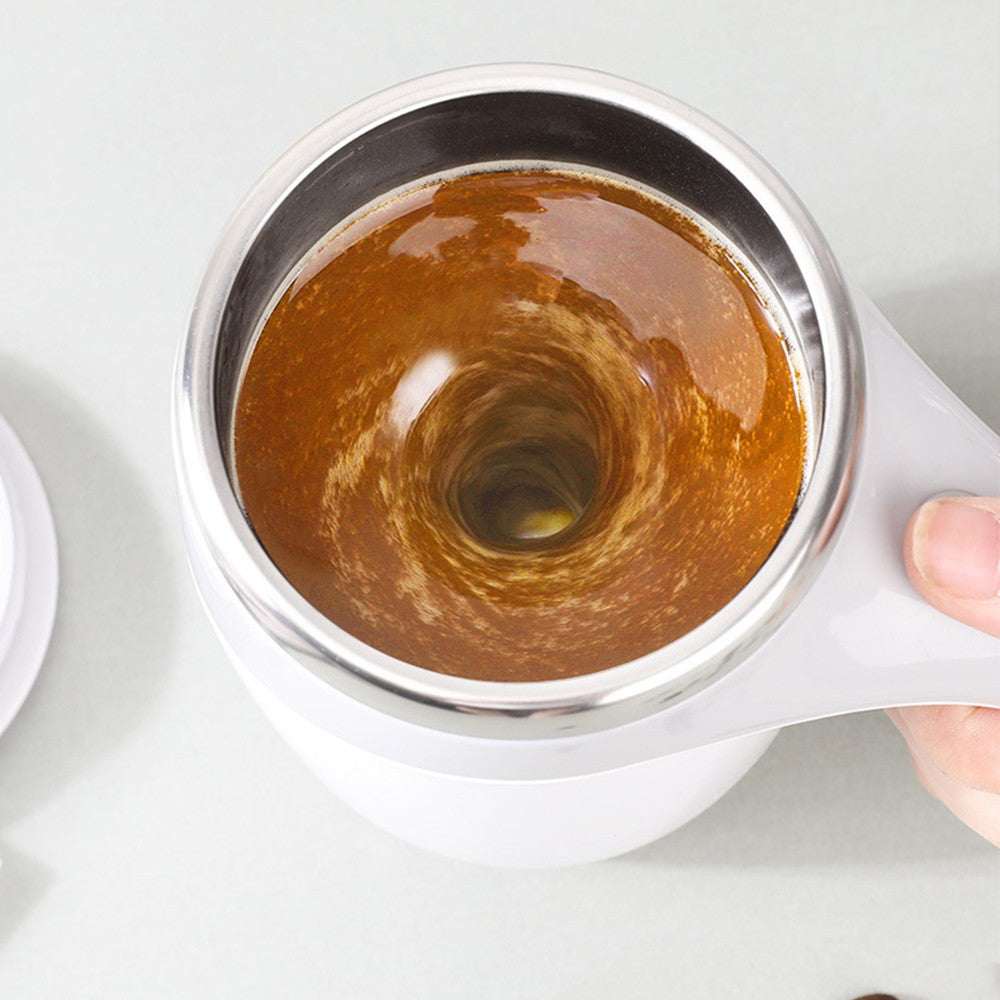 Electric Self Stirring Mug Automatic Magnetic Mixing Stirring Coffee Cup for Coffee Milk Hot Chocolate Brown White
