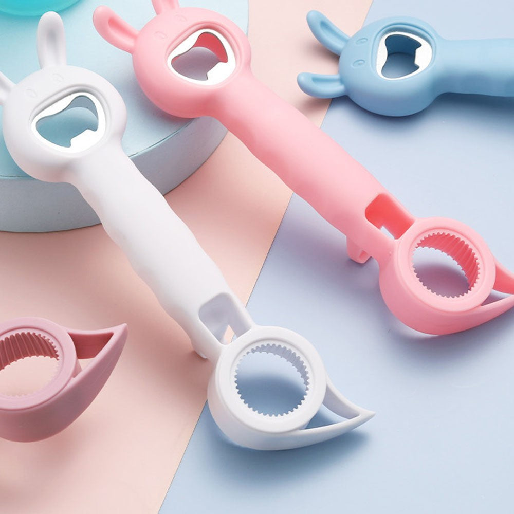 6Pcs 4 In 1 Multi-function Bottle Opener Jar Can Opener Beer Bottle Opener Kitchen Tool Random Color