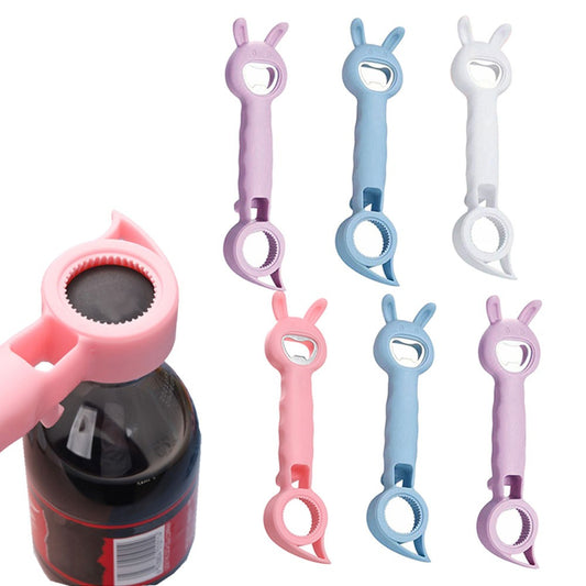 6Pcs 4 In 1 Multi-function Bottle Opener Jar Can Opener Beer Bottle Opener Kitchen Tool Random Color