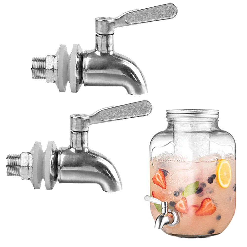 2 X 16mm Stainless Steel Beverage Dispenser Replacement Spigot Push Style Faucet