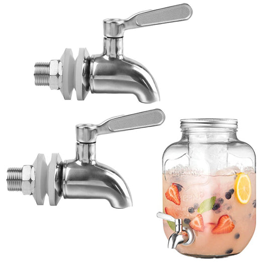 2 X 16mm Stainless Steel Beverage Dispenser Replacement Spigot Push Style Faucet