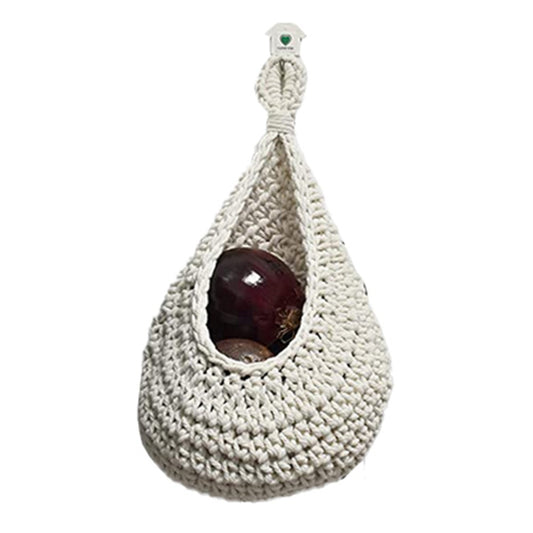 18cm Wall Hanging Vegetable Fruit Basket Handwoven Kitchen Organizer Bag