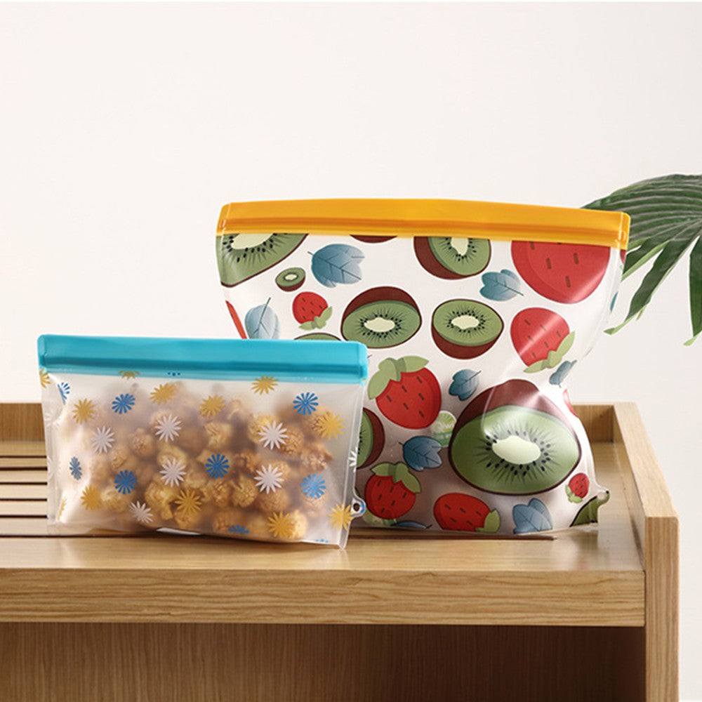 Set of 8Pcs Reusable Stand Up Food Bag Leakproof Storage Bags Printed Seal Bag