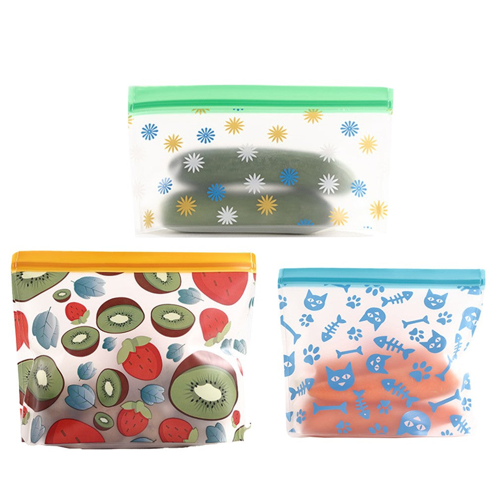 Set of 8Pcs Reusable Stand Up Food Bag Leakproof Storage Bags Printed Seal Bag