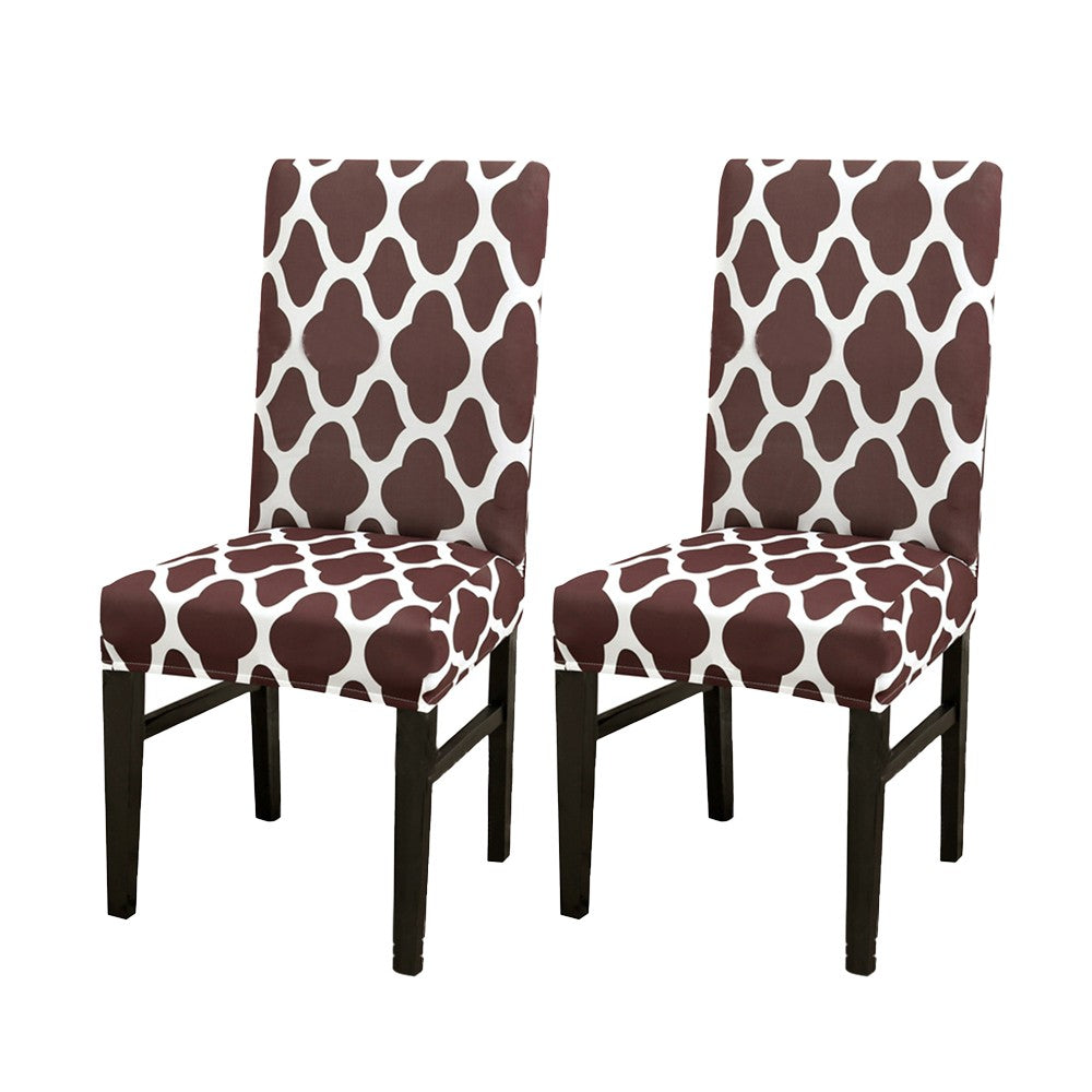 2 X Stretch Chair Covers Slipcovers Elastic Dining Chair Protector Cover Coffee