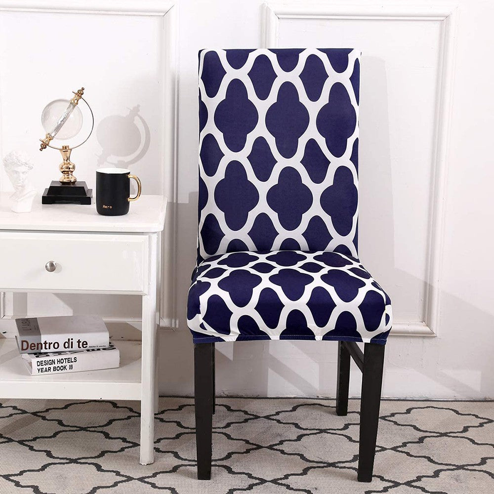 2 X Stretch Chair Covers Slipcovers Elastic Dining Chair Protector Cover Navy Blue