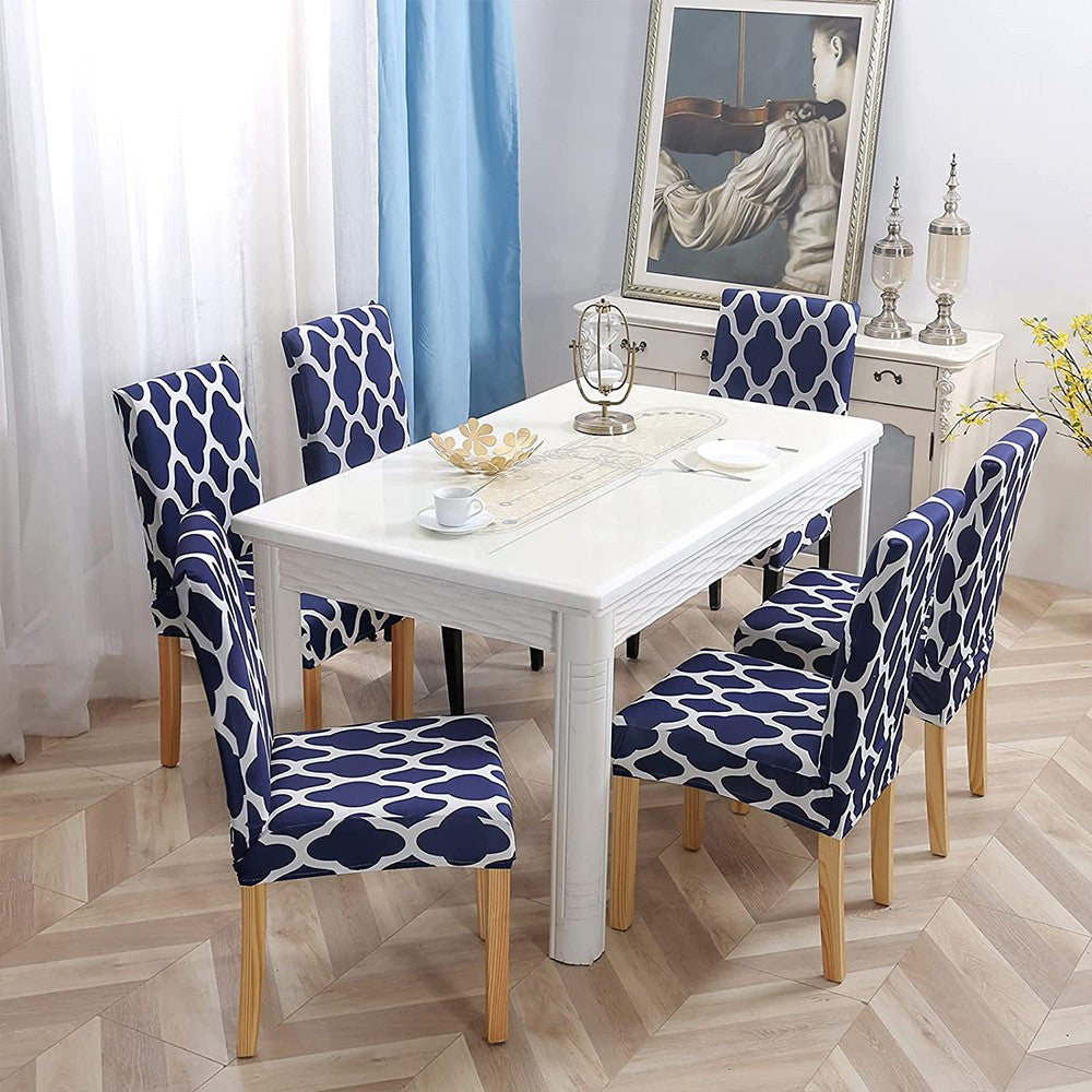 2 X Stretch Chair Covers Slipcovers Elastic Dining Chair Protector Cover Navy Blue