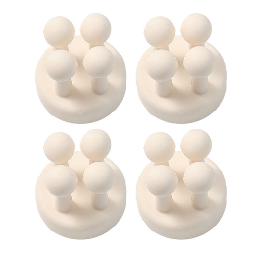 4Pcs Multifunctional Silicone Hooks Self Adhesive Toothbrush Holder Plug Holder for Home Office Beige