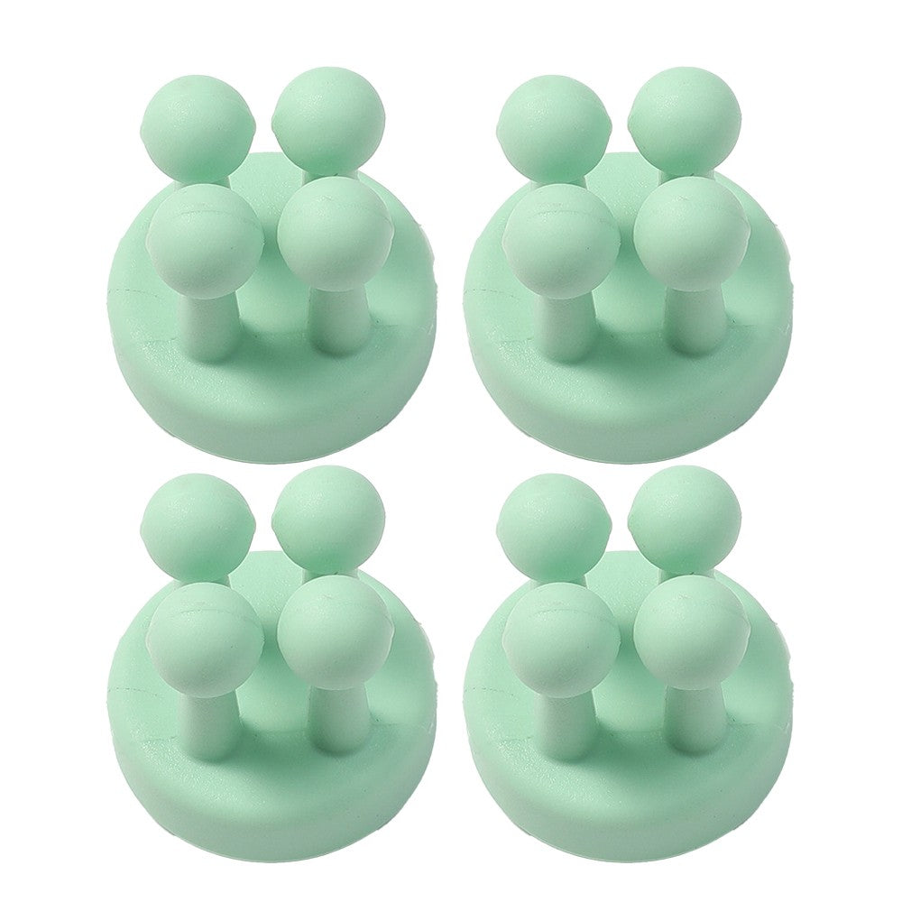 4Pcs Multifunctional Silicone Hooks Self Adhesive Toothbrush Holder Plug Holder for Home Office Green