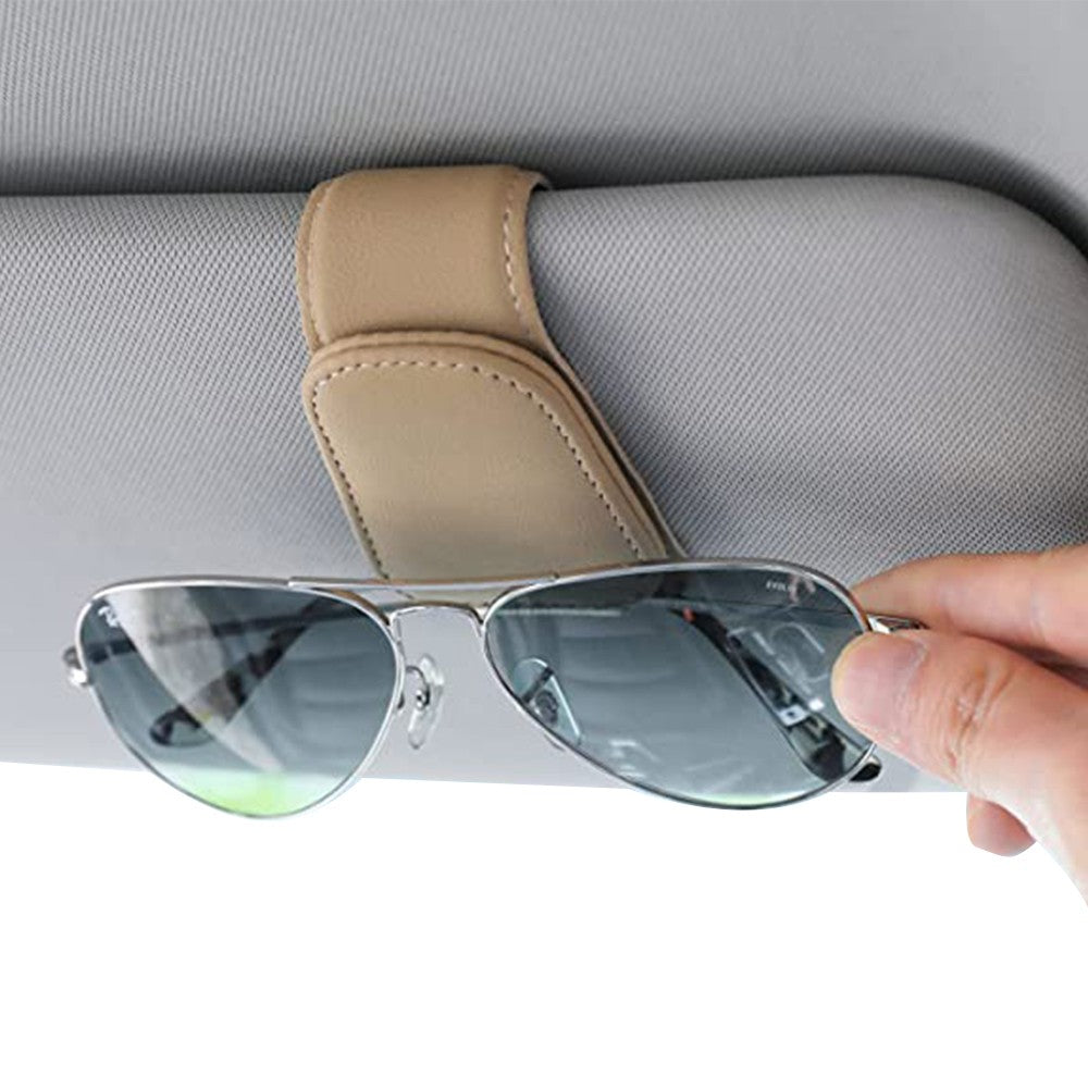 Magnetic Eyeglass Holder PU Leather Sunglass Clip Car Interior Accessories for Car Visor Nude