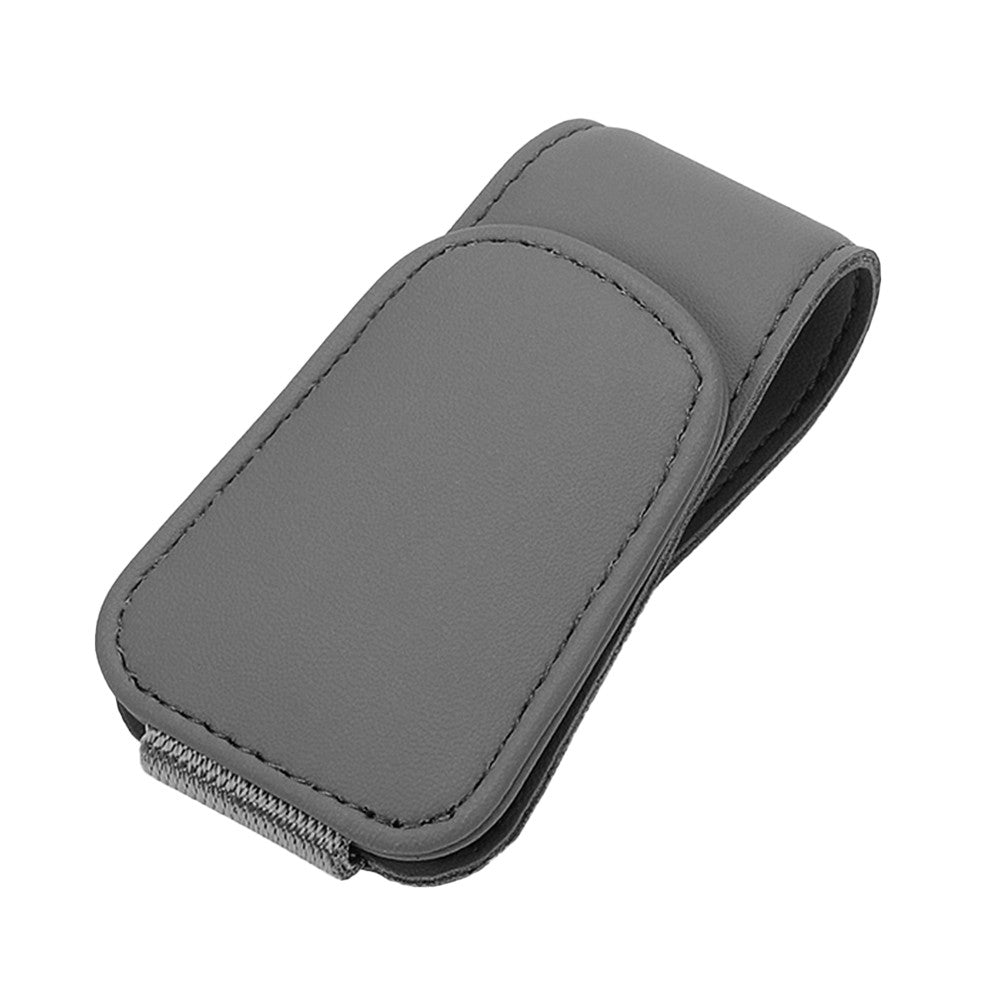 Magnetic Eyeglass Holder PU Leather Sunglass Clip Car Interior Accessories for Car Visor Grey