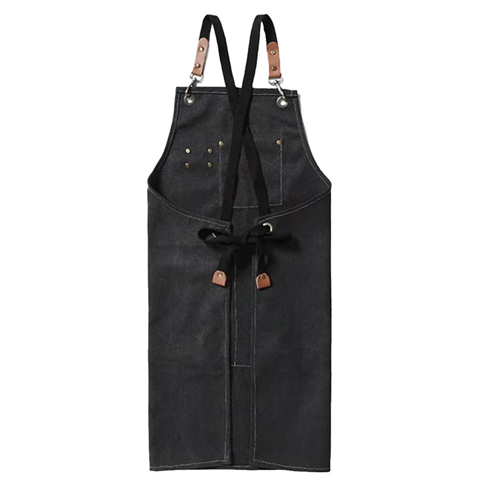 2 X Cotton Aprons Kitchen Cooking Apron Gardening Apron with Pockets Black and Turquoise