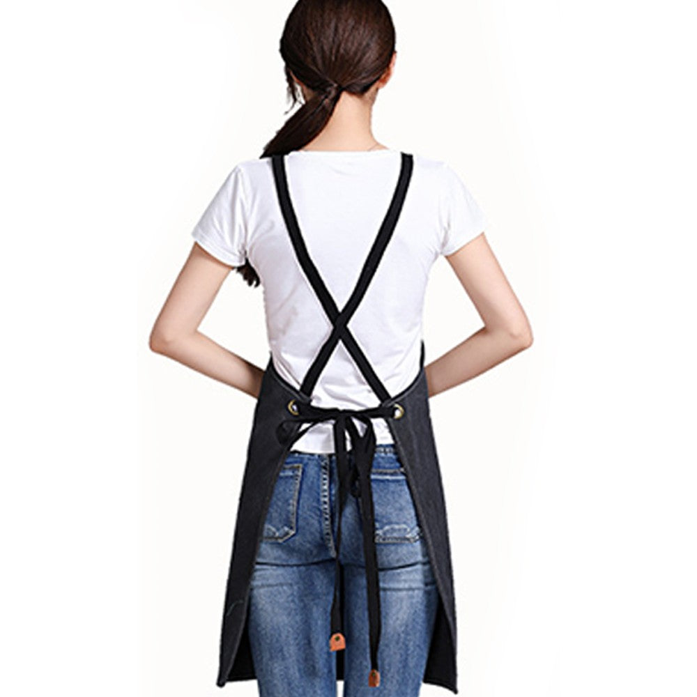 2 X Cotton Aprons Kitchen Cooking Apron Gardening Apron with Pockets Black and Brown