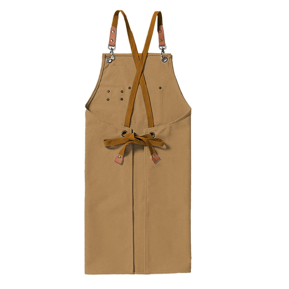 Brown Cotton Aprons Kitchen Cooking Apron Gardening Apron with Pockets