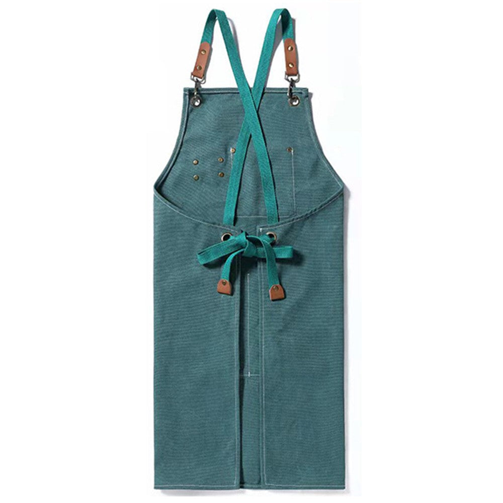 Turquoise Cotton Aprons Kitchen Cooking Apron Gardening Apron with Pockets