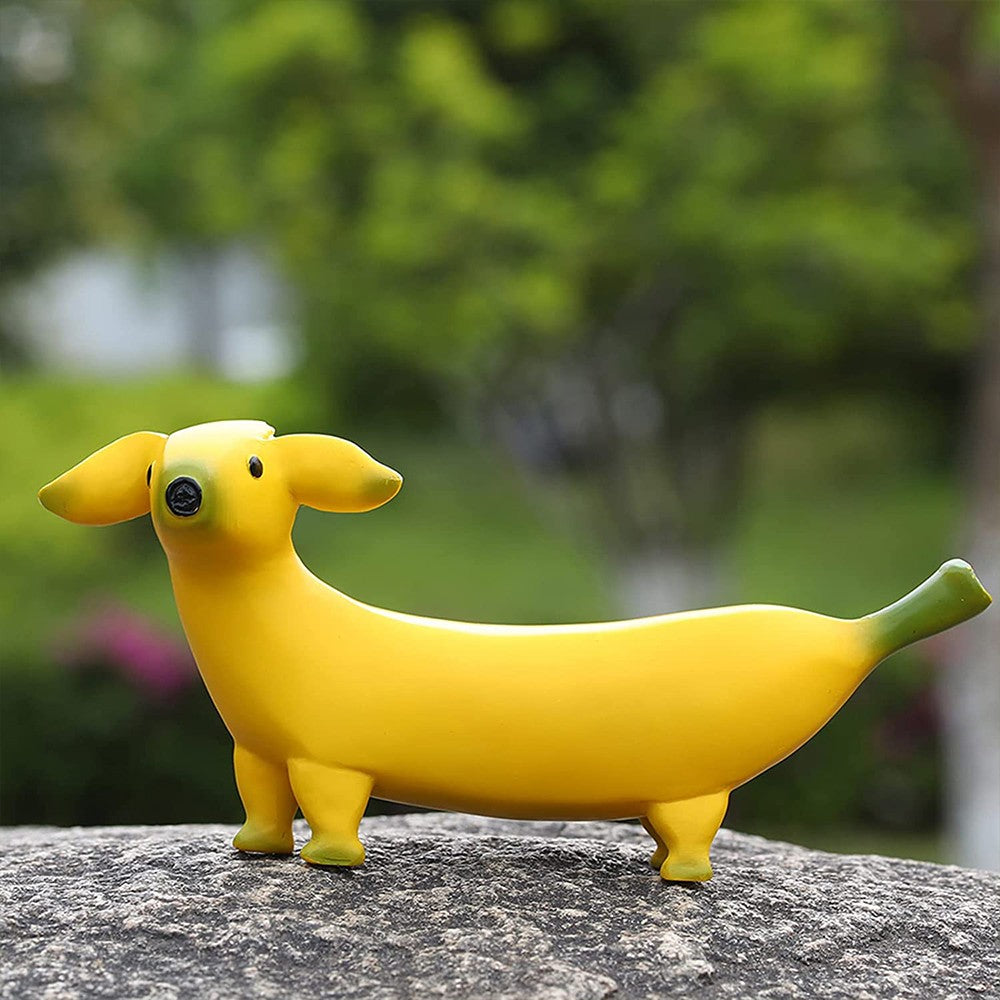 3Pcs Cute Banana Dog Garden Statues Figurines Desktop Ornament Home Garden Decor