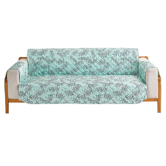 1-Seater T-Shaped Sofa Cover Leaves Printed Couch Cover Non Slip Sofa Slipcover Furniture Protector Gyan