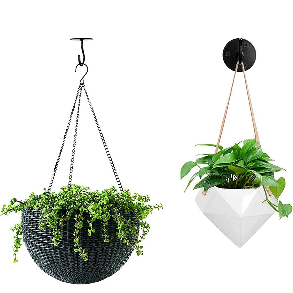 2Pcs Ceiling Hooks for Hanging Plants Iron Bird Feeders Bracket Wind Chimes Hanger Black