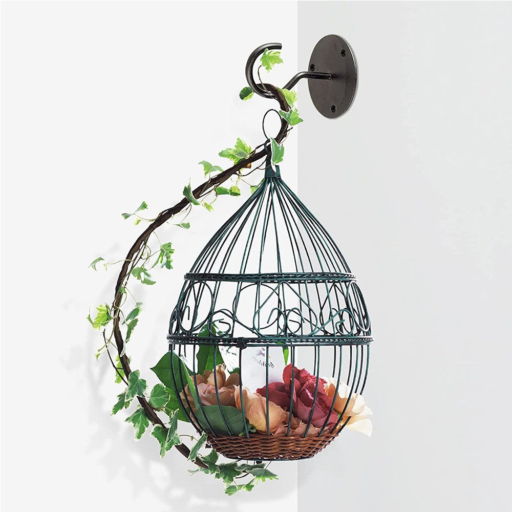 2Pcs Ceiling Hooks for Hanging Plants Iron Bird Feeders Bracket Wind Chimes Hanger Black
