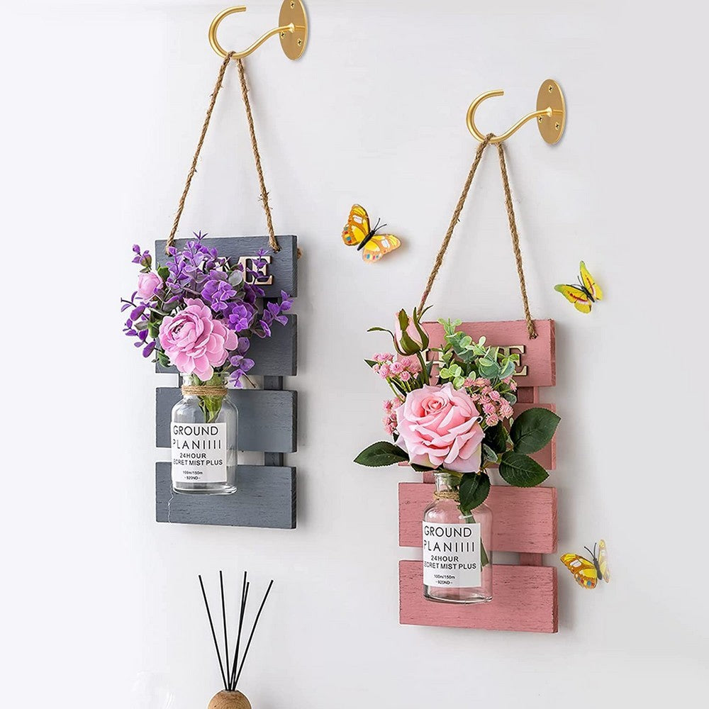 2Pcs Ceiling Hooks for Hanging Plants Iron Bird Feeders Bracket Wind Chimes Hanger Gold