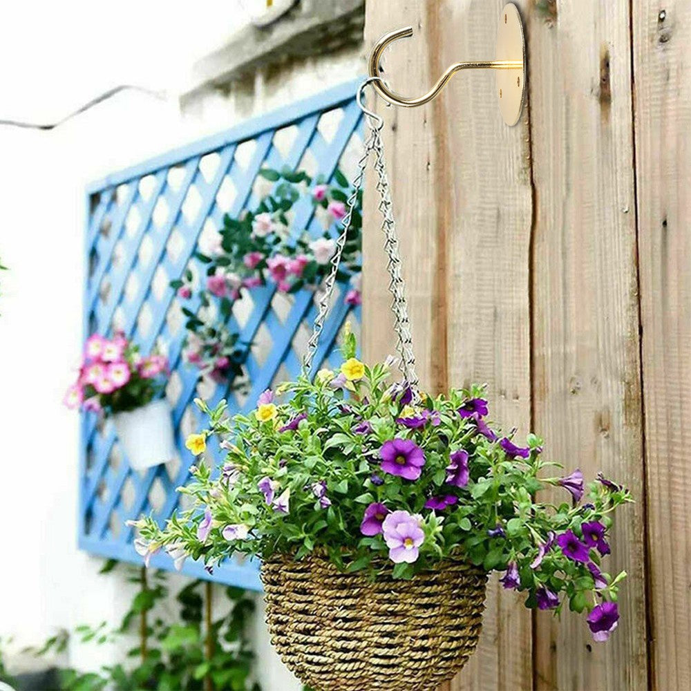 2Pcs Ceiling Hooks for Hanging Plants Iron Bird Feeders Bracket Wind Chimes Hanger Gold