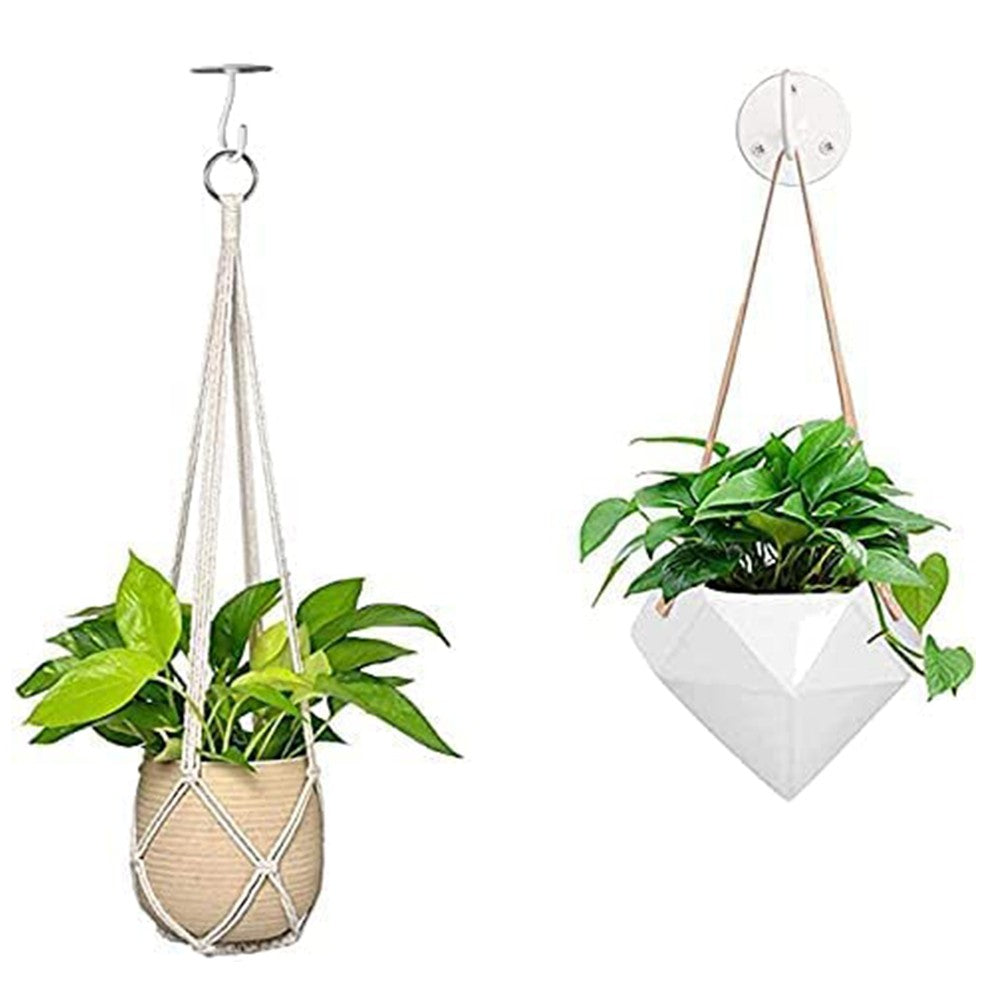 2Pcs Ceiling Hooks for Hanging Plants Iron Bird Feeders Bracket Wind Chimes Hanger White
