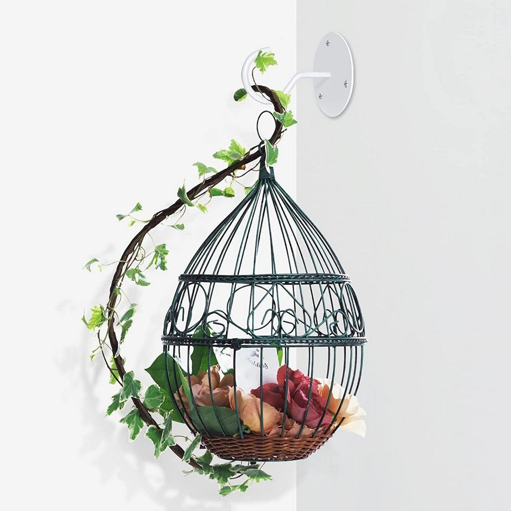 2Pcs Ceiling Hooks for Hanging Plants Iron Bird Feeders Bracket Wind Chimes Hanger White