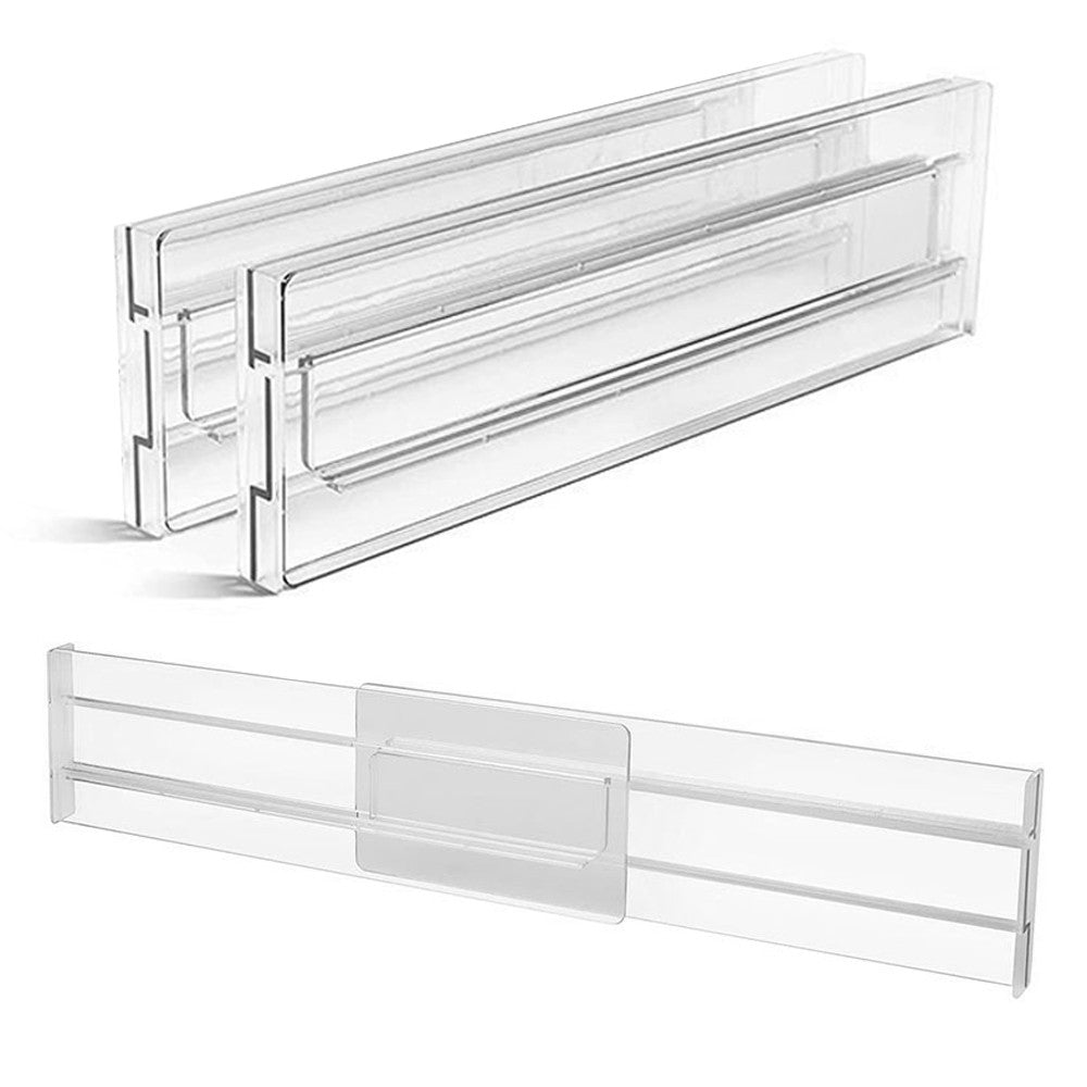 2Pcs Expandable Drawer Dividers Kitchen Drawer Organizer Clear Drawers Separators