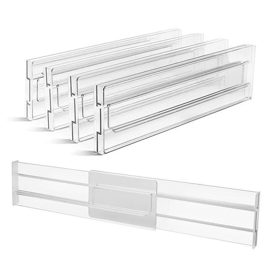 4Pcs Expandable Drawer Dividers Kitchen Drawer Organizer Clear Drawers Separators