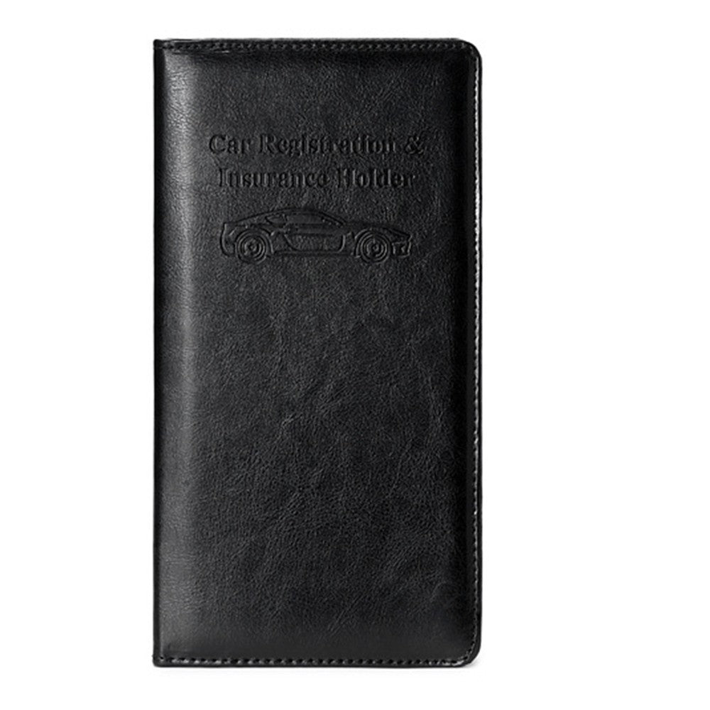 PU Leather Car Registration and Insurance Holder Card Document Organizer Driver License Case Black