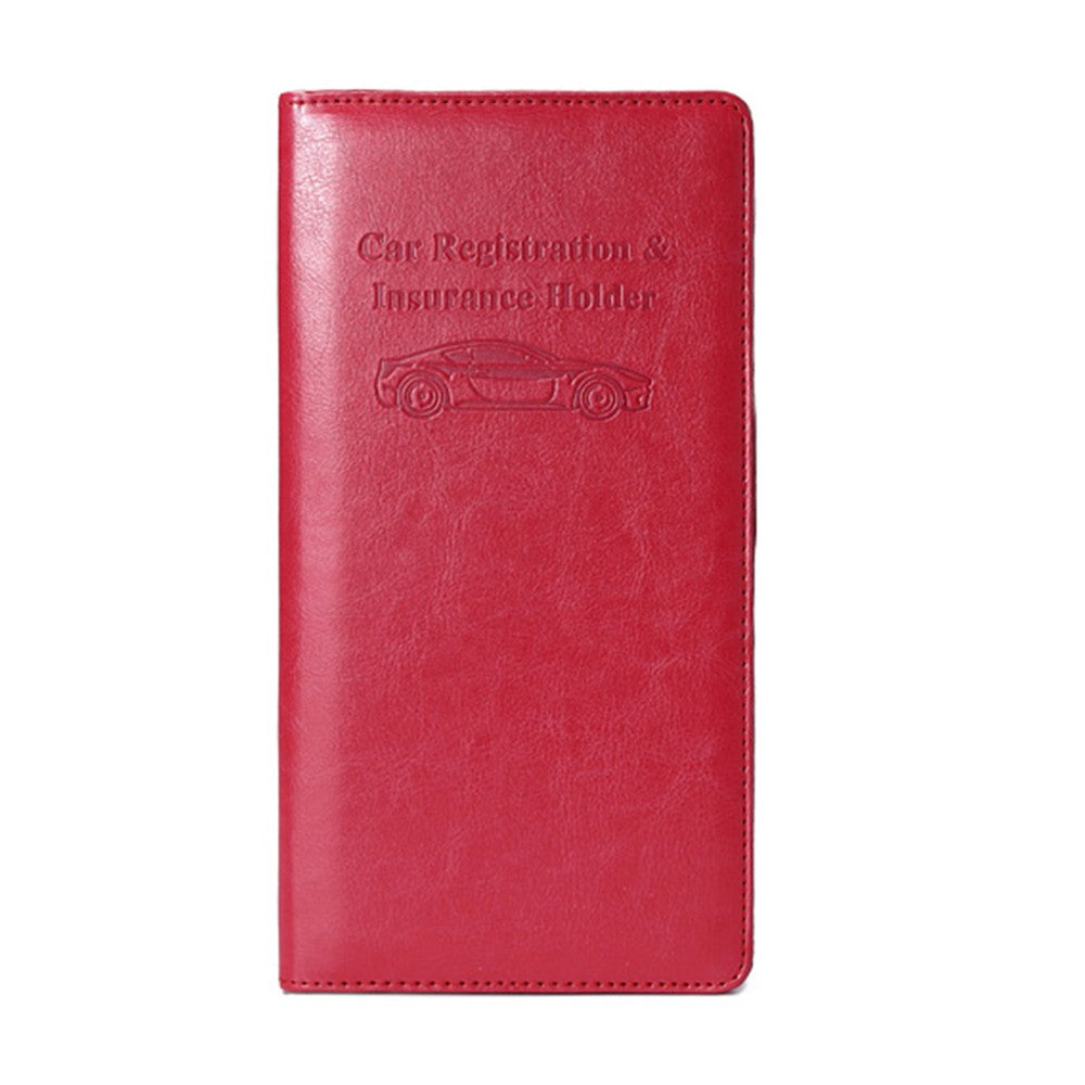 PU Leather Car Registration and Insurance Holder Card Document Organizer Driver License Case Rose Red