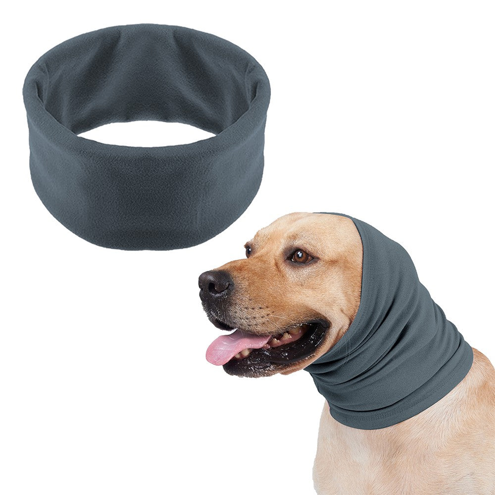 S Dog Ear Muffs Dog Hearing Protection Wrap Warm Dog Scarf Noise Reduce Ear Covers Grey