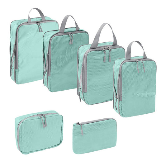 Set of 6Pcs Travel Compression Packing Cubes Suitcase Organizer Bag Luggage Storage Lake Blue
