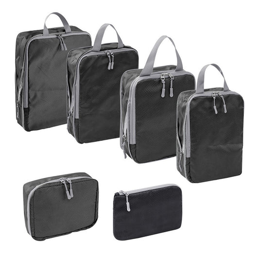 Set of 6Pcs Travel Compression Packing Cubes Suitcase Organizer Bag Luggage Storage Black